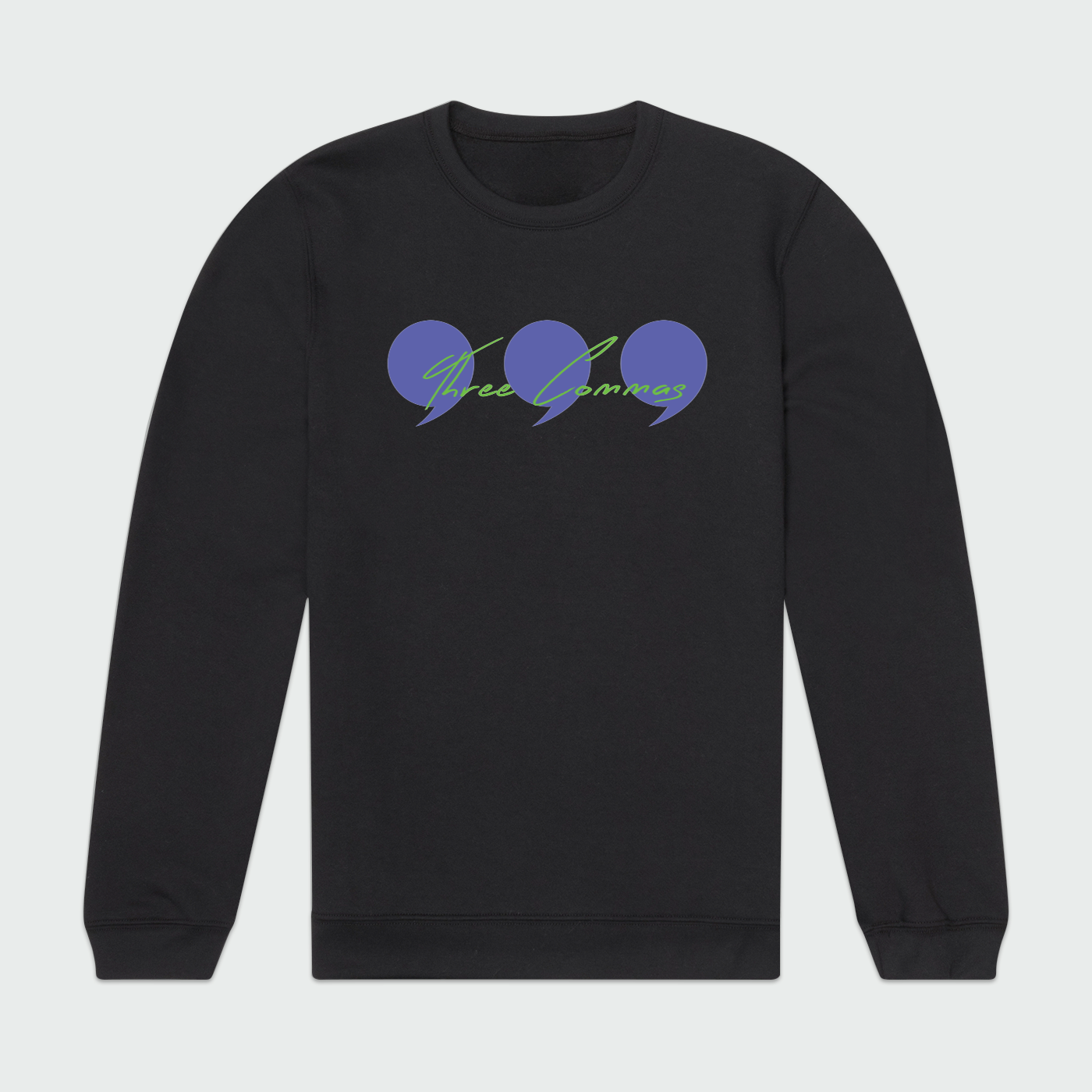Script Periwinkle and Green Mens Crewneck Sweatshirt