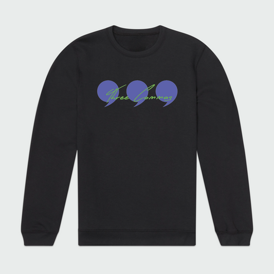 Script Periwinkle and Green Mens Crewneck Sweatshirt