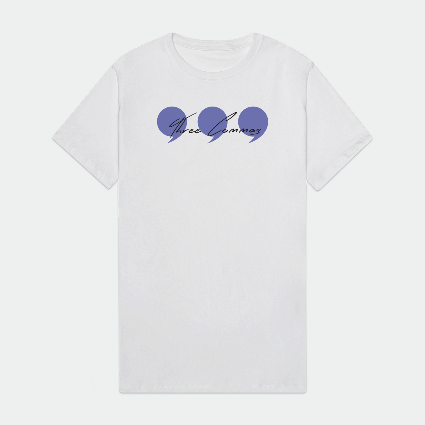 Three Commas Script Periwinkle Mens Premium Tee